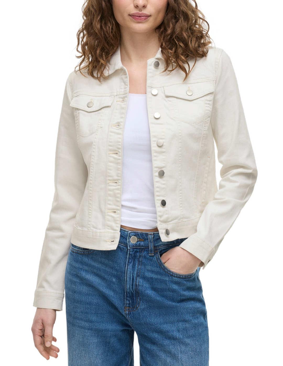 Chaqueta vaquera Vila Show blanca regular para mujer