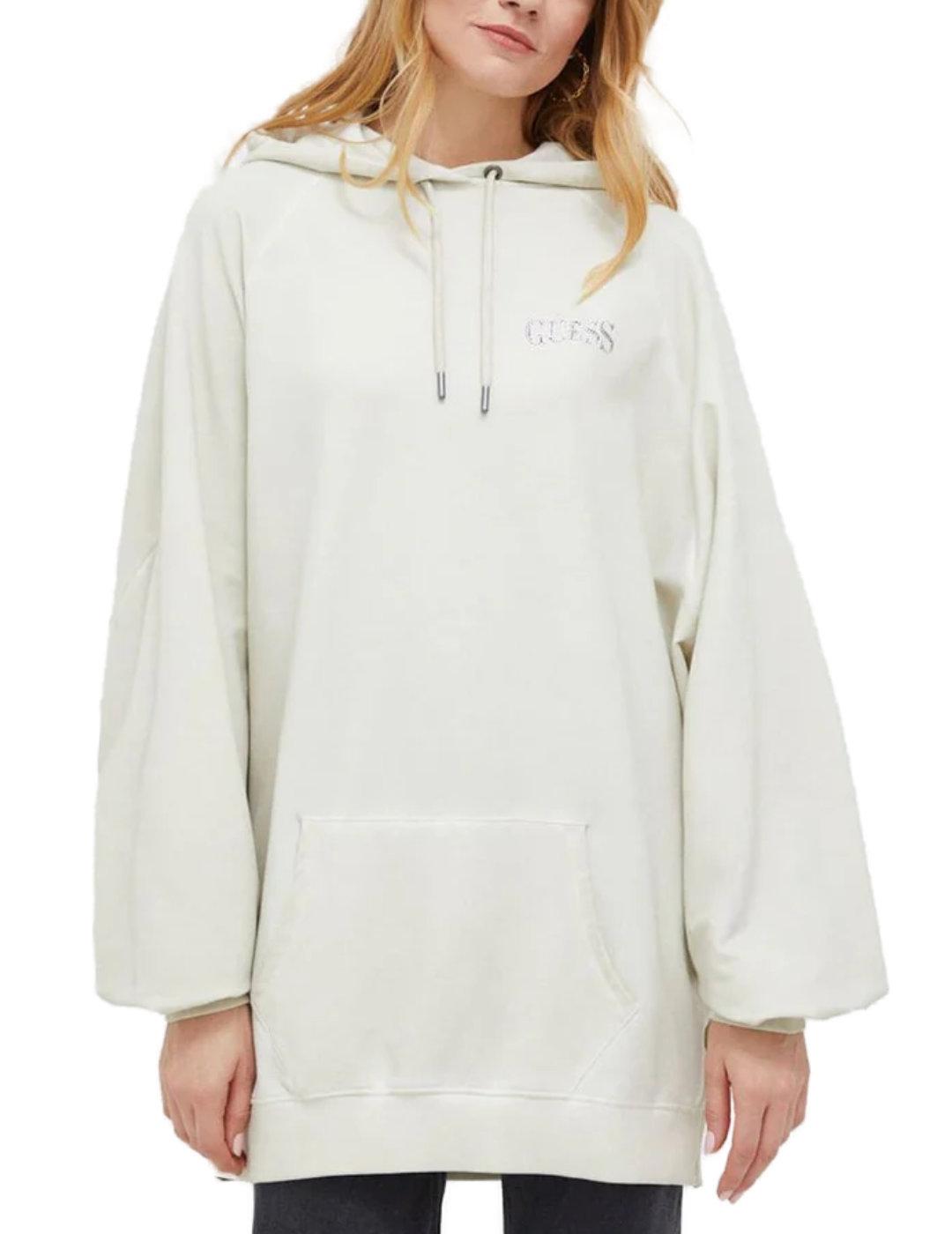 Vestido sudadera Guess Rose beige oversize para mujer