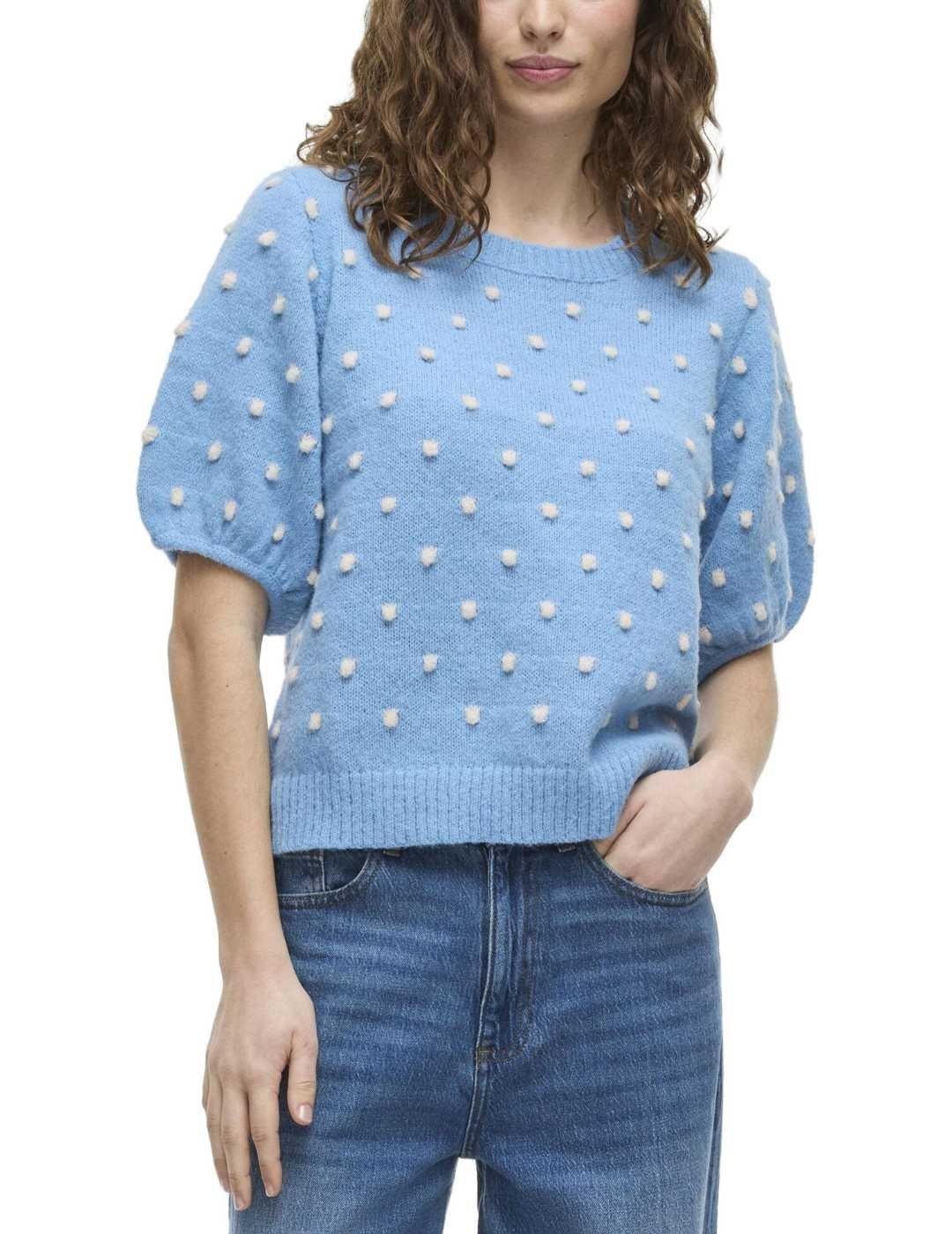 Camiseta Vila Dottie punto azul de punto con topos mujer