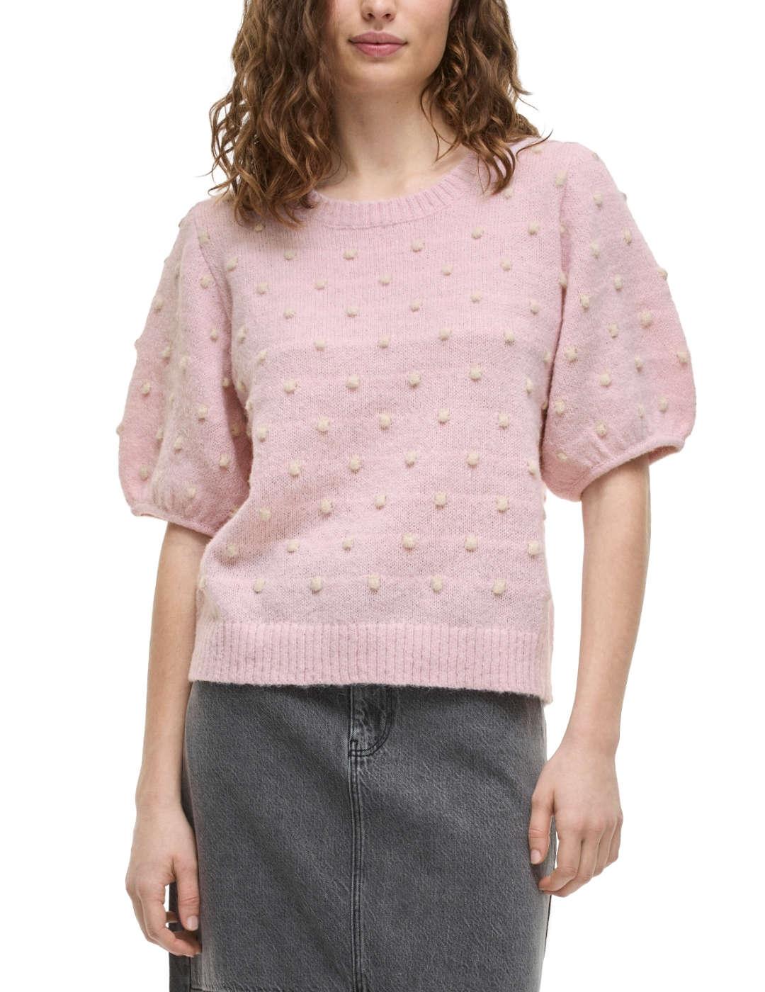 Camiseta Vila Dottie punto rosa palo con topos para mujer