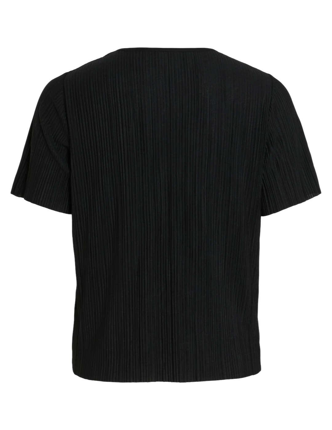 Camiseta Vila Plisa negra manga corta para mujer