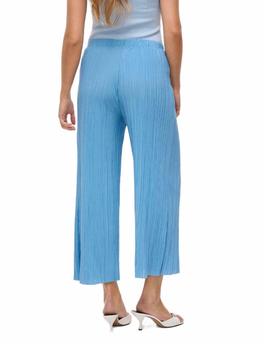 Pantalón de tela Vila Plisa culotte azul claro plisado mujer