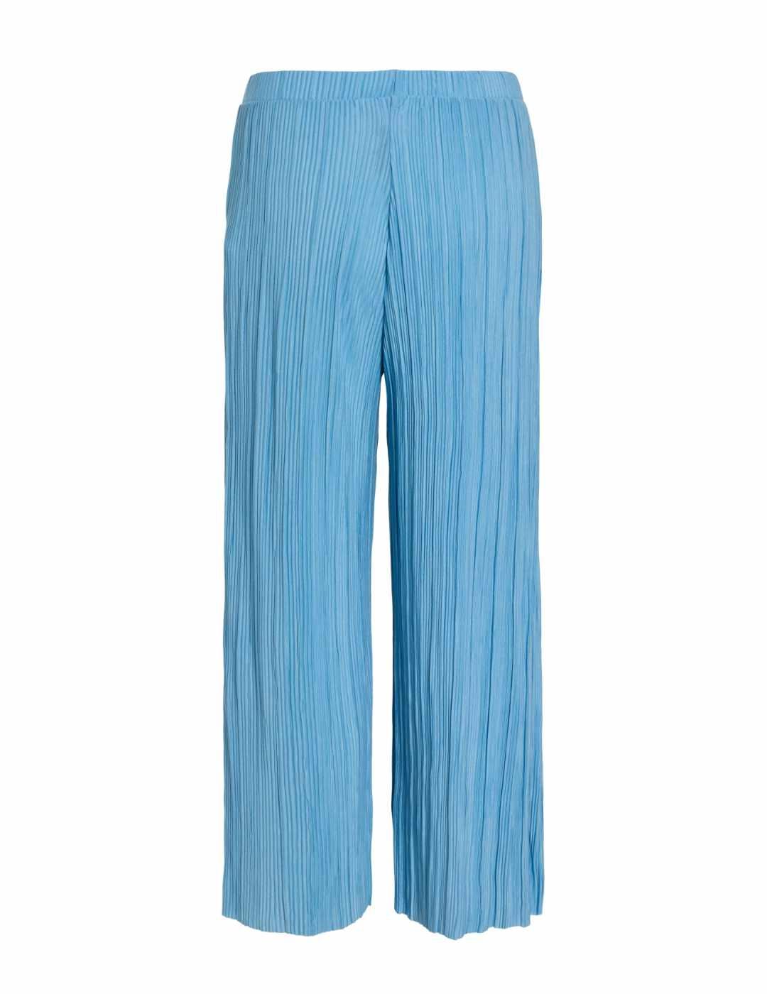 Pantalón de tela Vila Plisa culotte azul claro plisado mujer