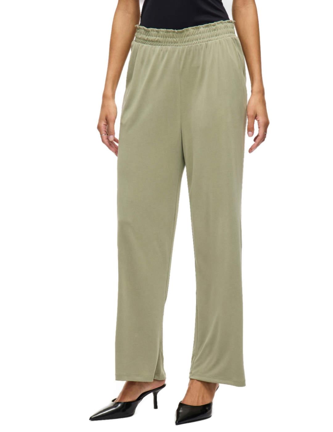 Pantalón Vila Modala verde claro wide leg para mujer