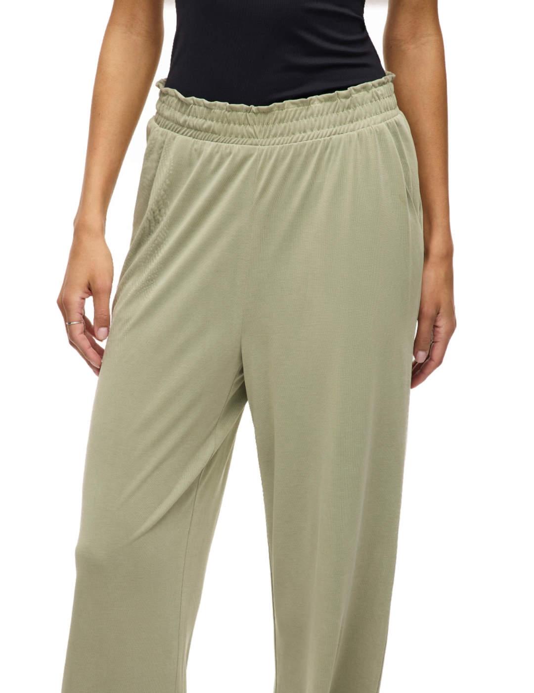 Pantalón Vila Modala verde claro wide leg para mujer
