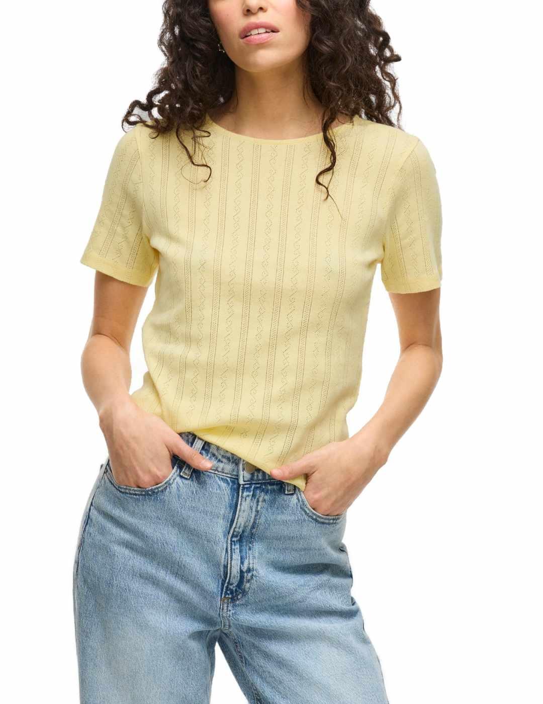 Camiseta Vila Kassie amarilla manga corta de mujer