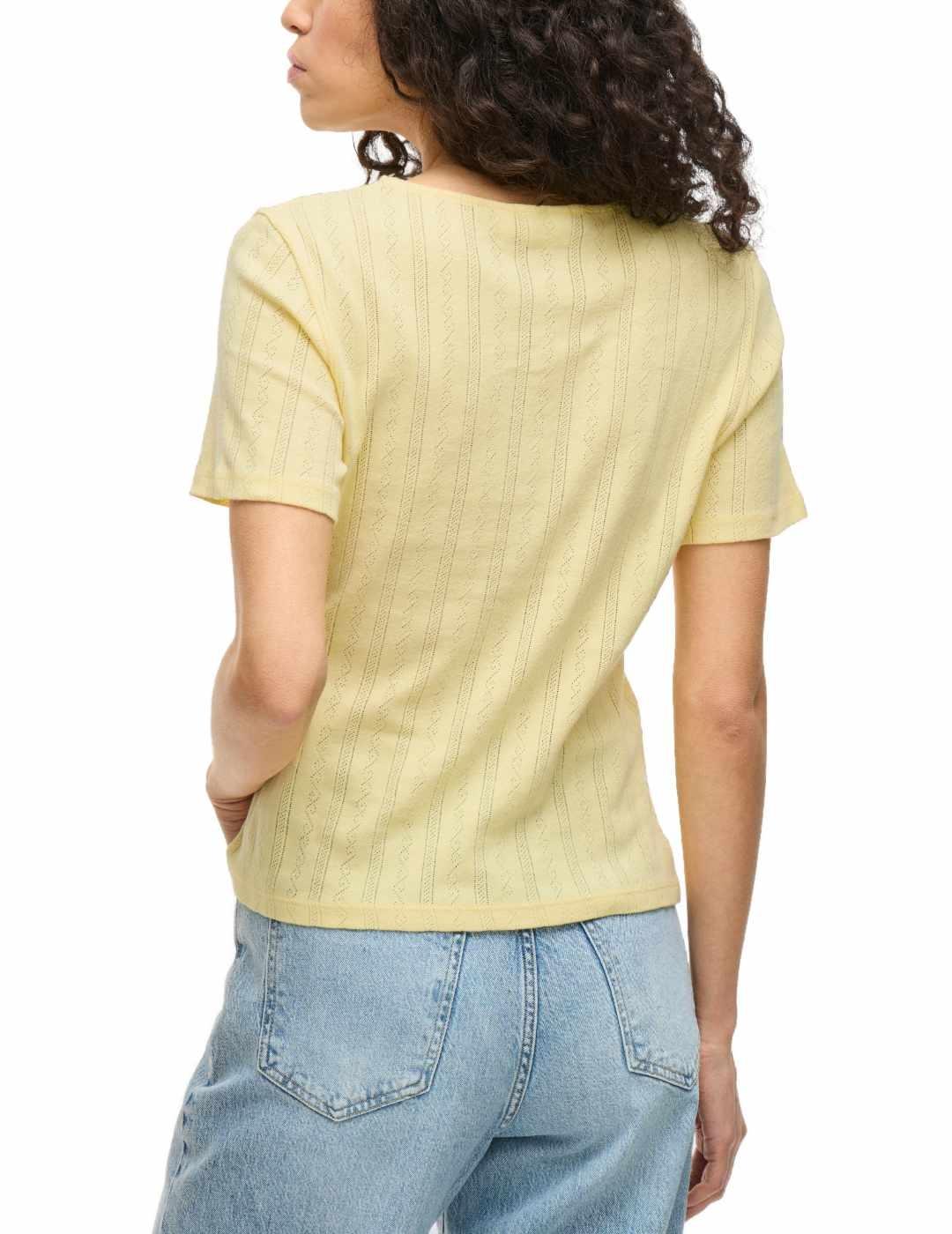 Camiseta Vila Kassie amarilla manga corta de mujer