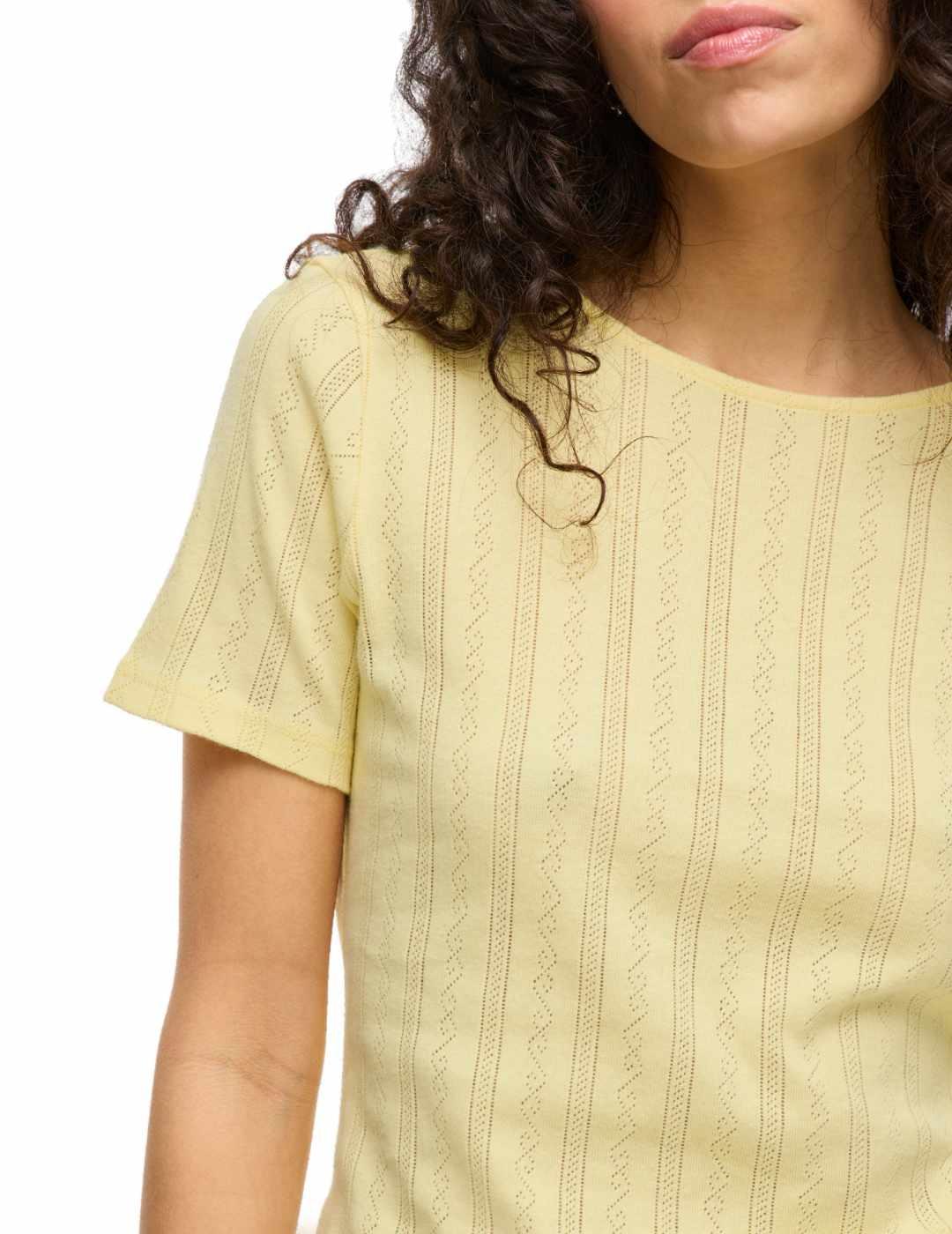 Camiseta Vila Kassie amarilla manga corta de mujer