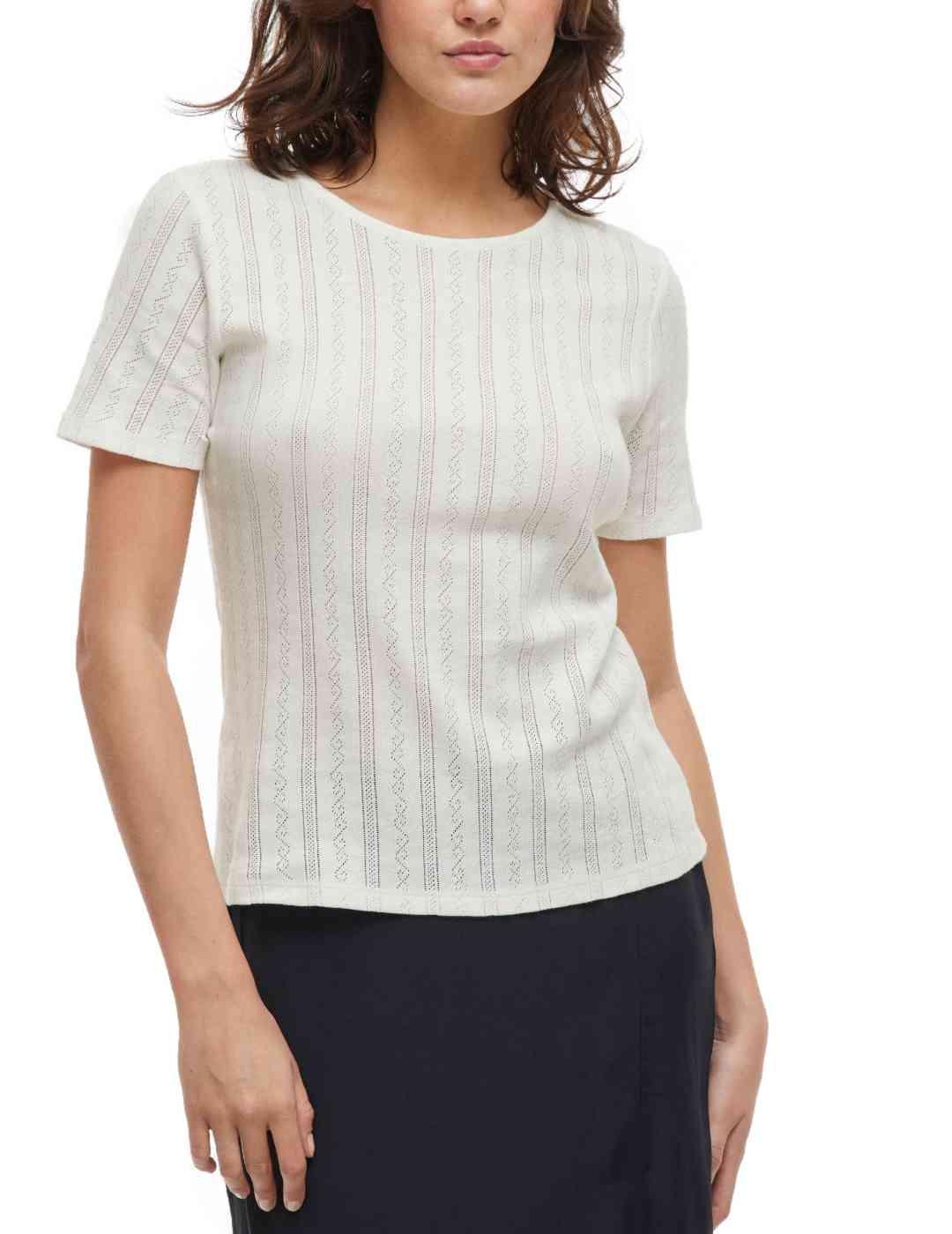 Camiseta Vila Kassie blanca manga corta para mujer