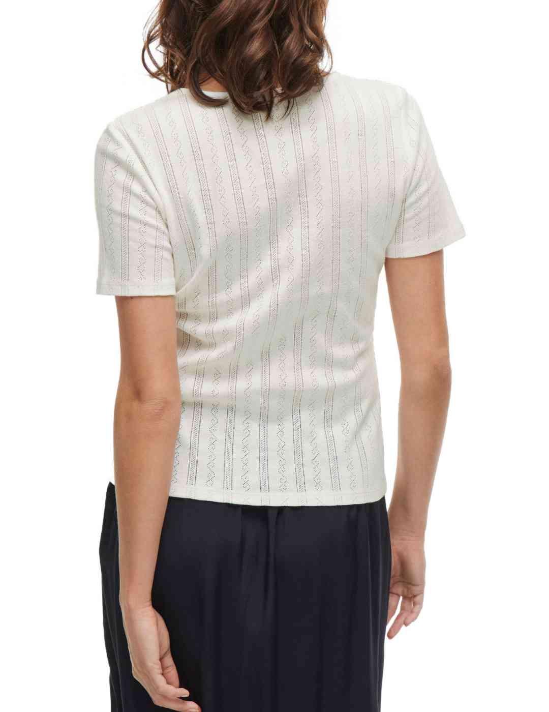 Camiseta Vila Kassie blanca manga corta para mujer