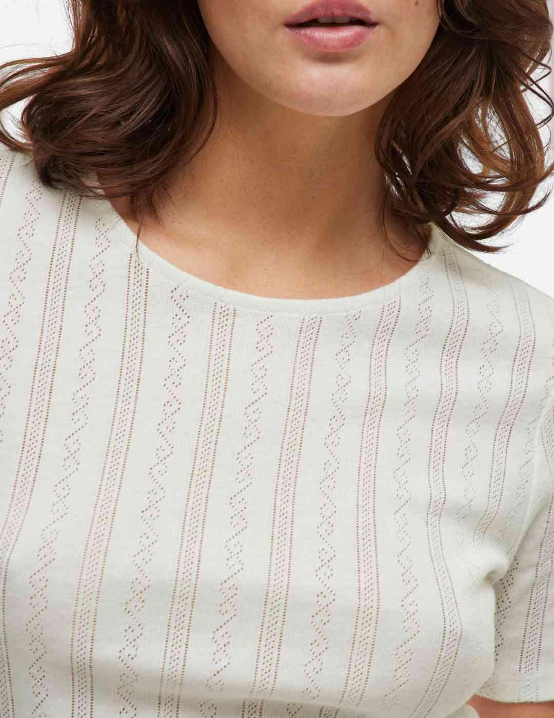 Camiseta Vila Kassie blanca manga corta para mujer