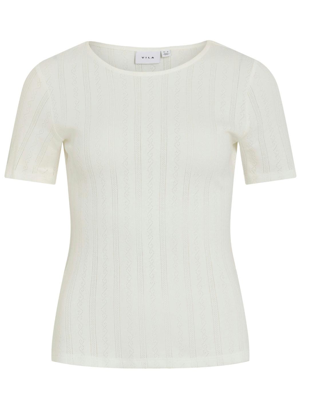 Camiseta Vila Kassie blanca manga corta para mujer