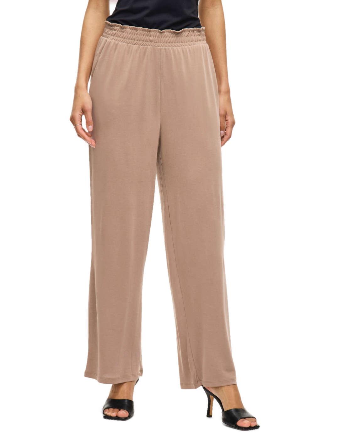 Pantalón Vila Modala marrón claro wide leg para mujer