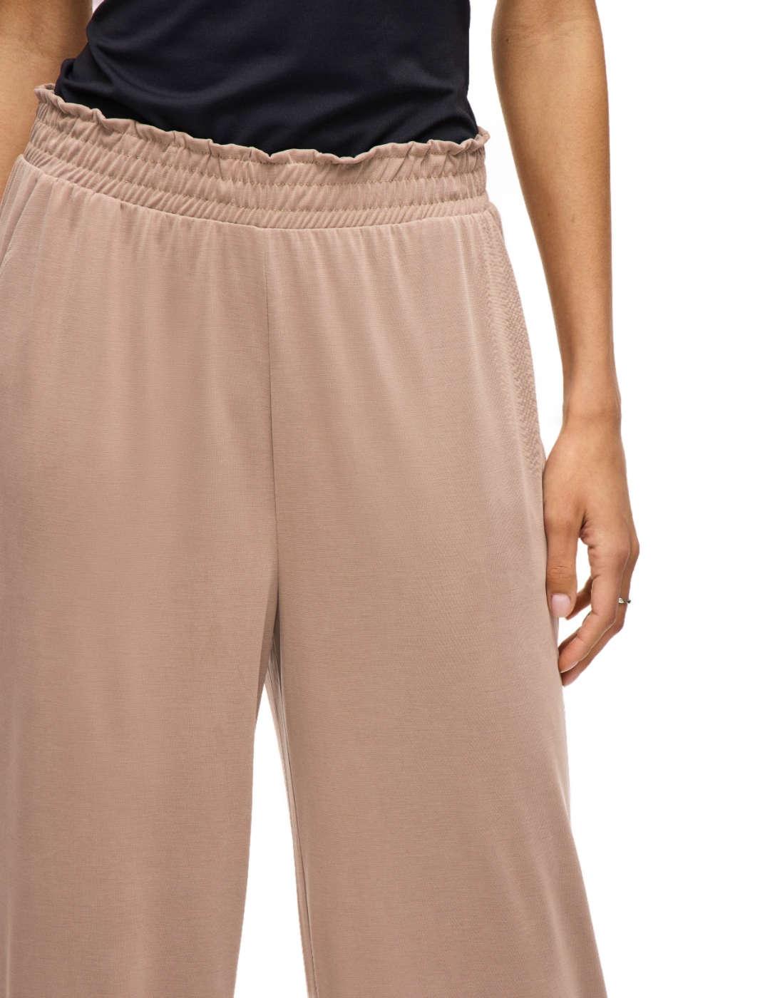 Pantalón Vila Modala marrón claro wide leg para mujer