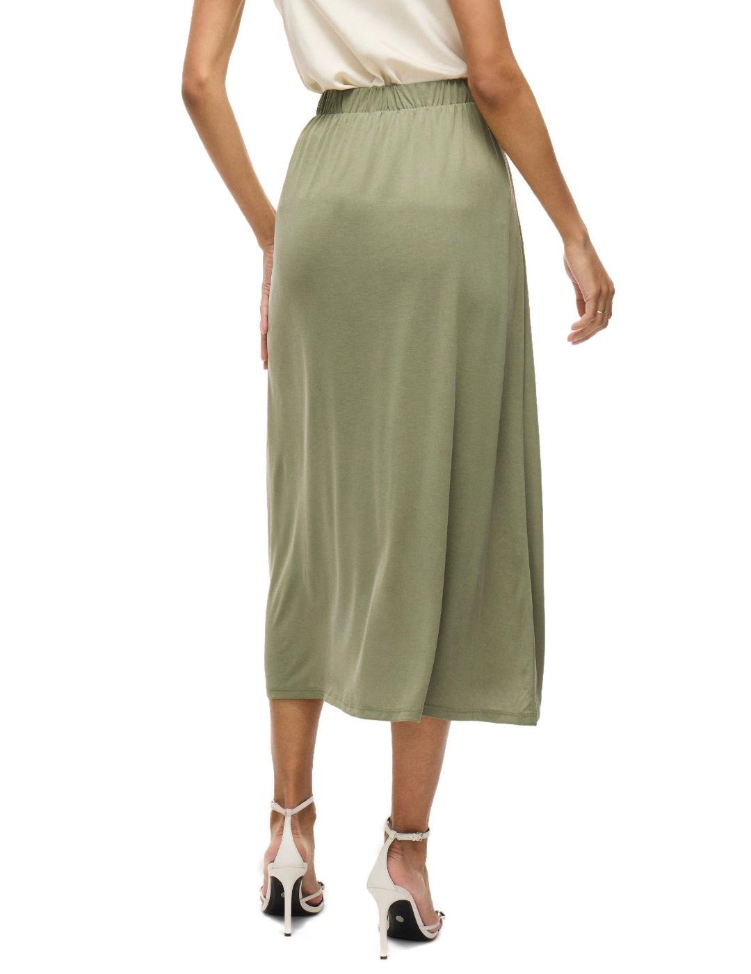 Falda Vila Modala midi verde caqui tiro alto para mujer