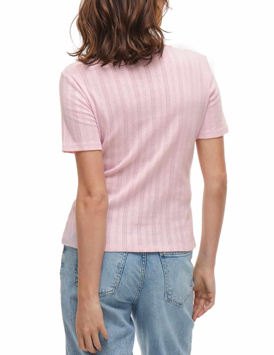 Camiseta Vila Kassie rosa manga corta para mujer