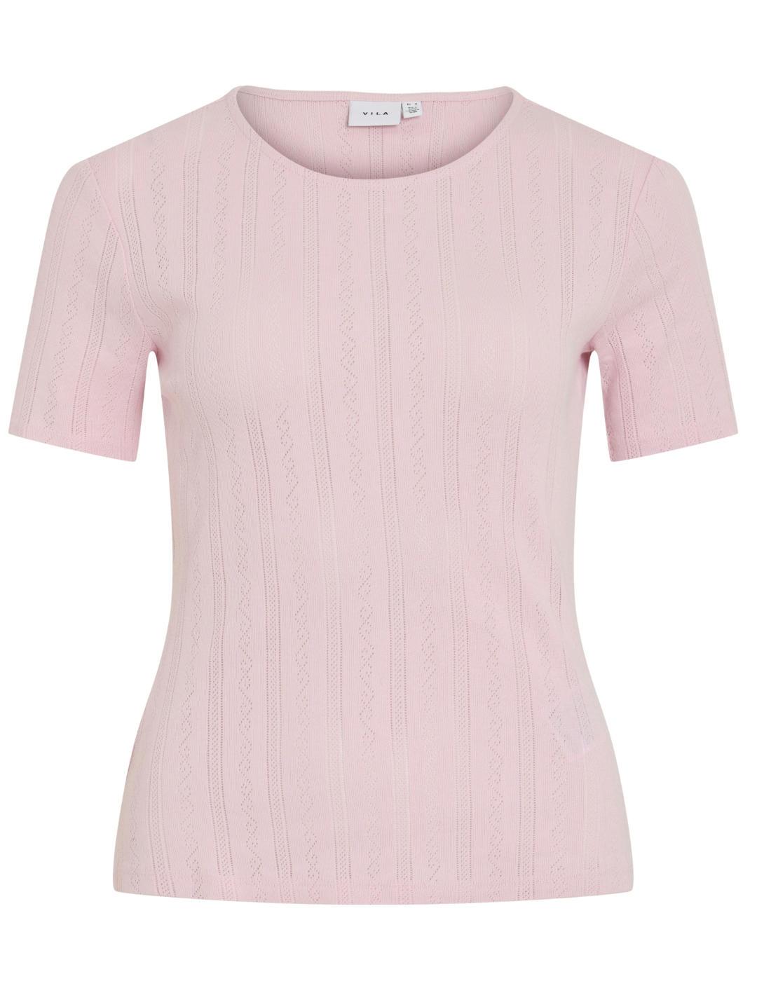Camiseta Vila Kassie rosa manga corta para mujer