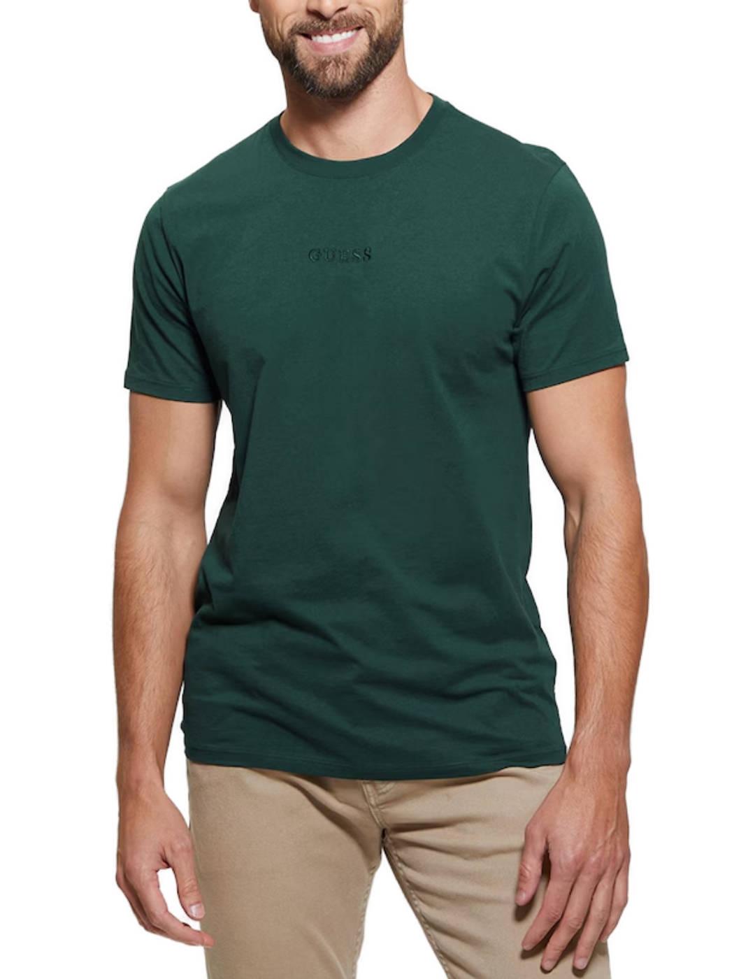 Camiseta Guess Pima verde oscuro manga corta para hombre