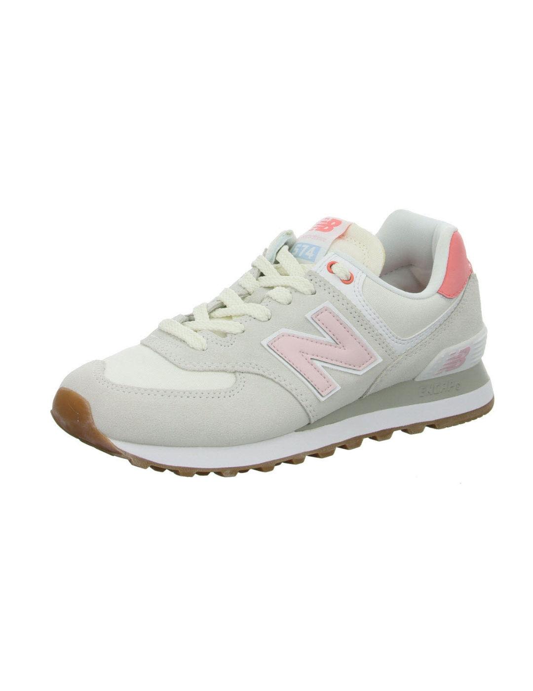 Zapatillas New Balance 574 beige y rosa para mujer