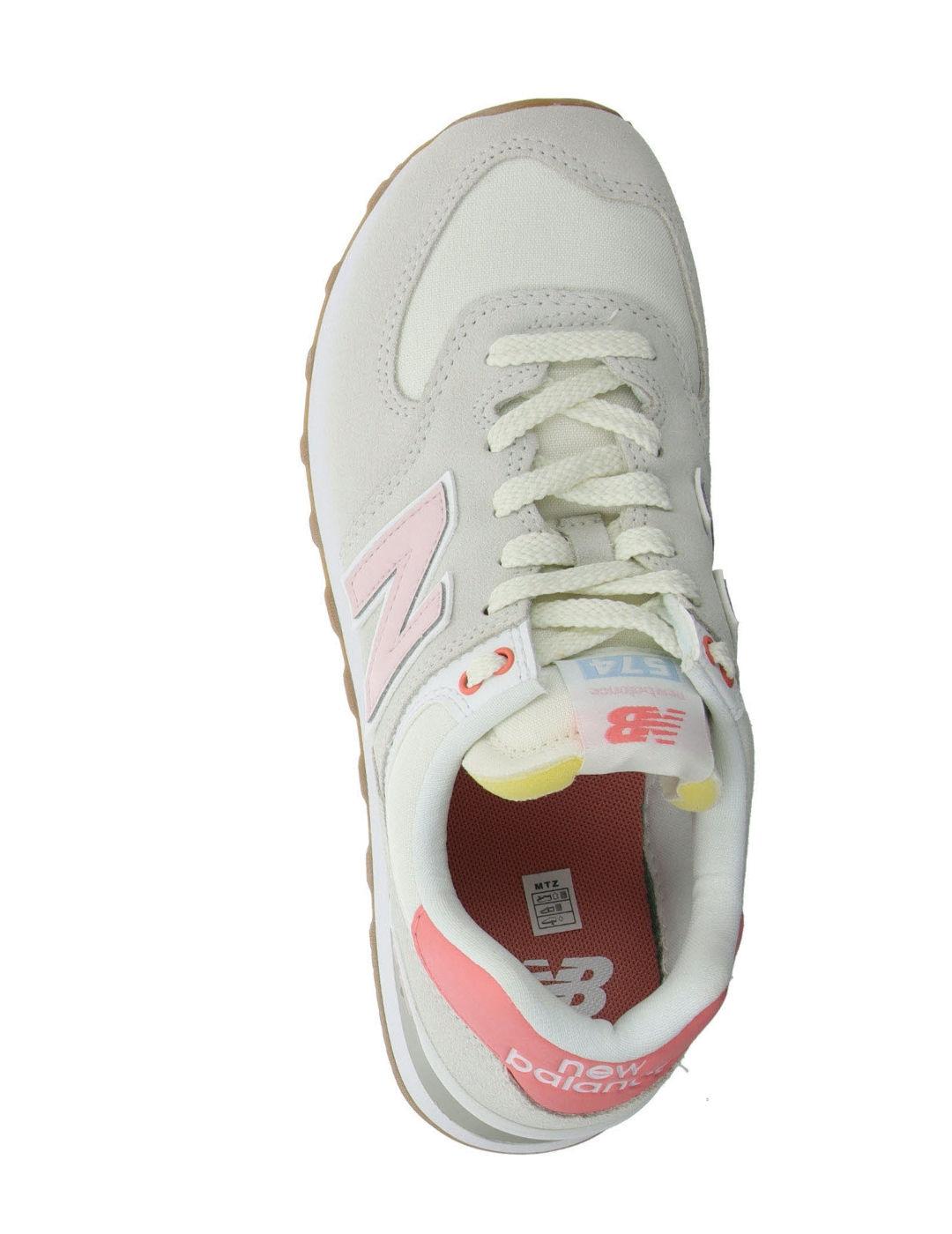 Zapatillas New Balance 574 beige y rosa para mujer