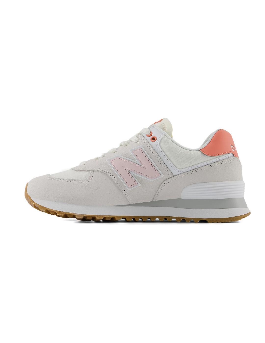 Zapatillas New Balance 574 beige y rosa para mujer