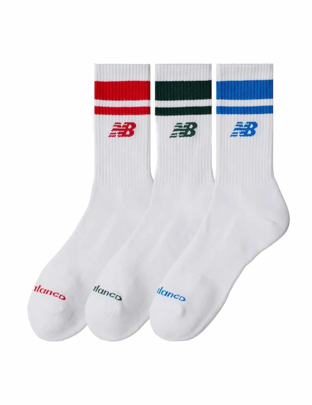 Calcetines altos New Balance Pack tres blancos Unisex