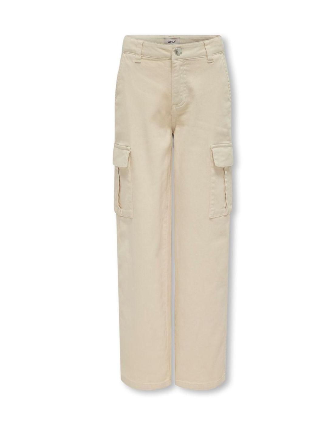Pantalón Only Kids Arrow cargo beige straight para niña