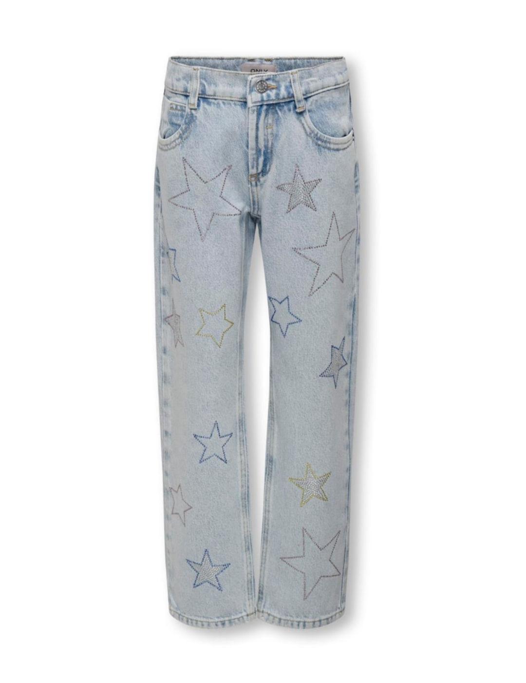 Pantalón vaquero Only Kids Carly azul estrellas para niña