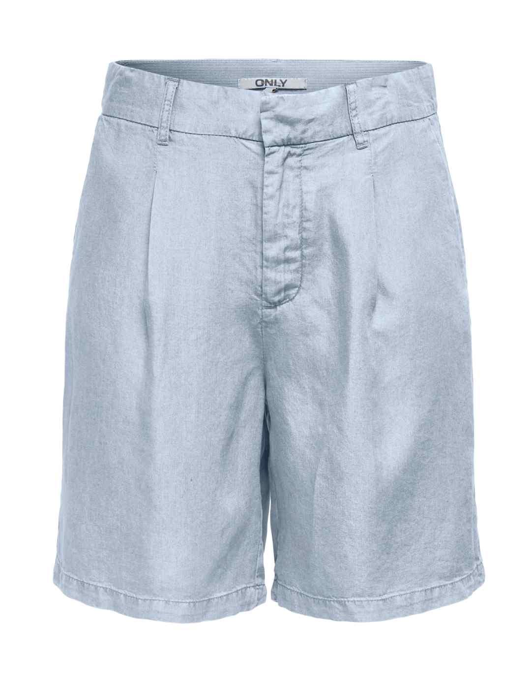 Short Only Charis azul claro ancho pinzas para mujer