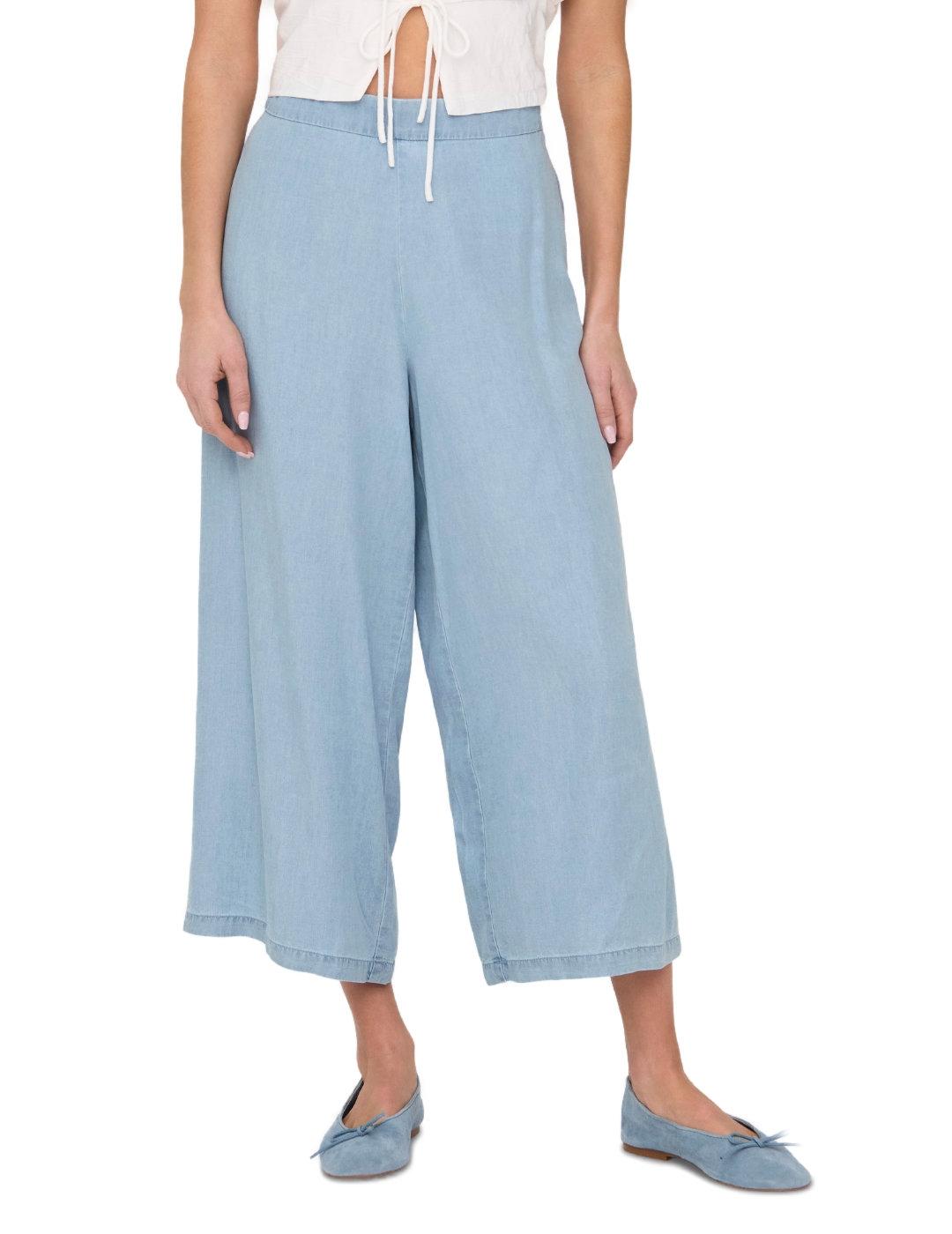 Pantalón Only Charis culotte azul claro fluído para mujer