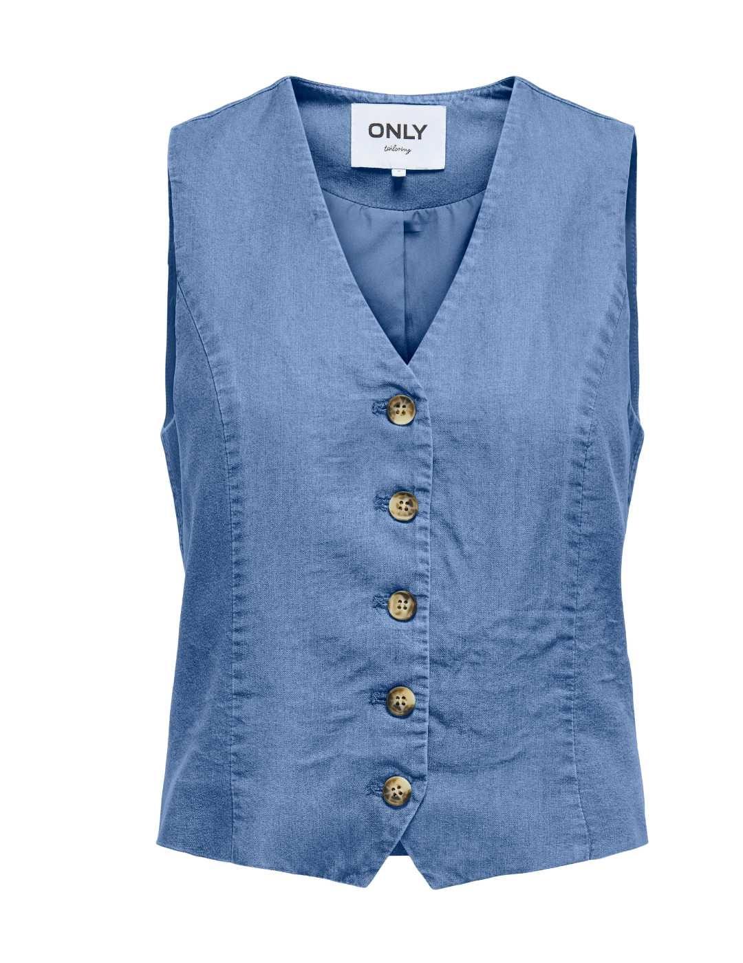 Chaleco Only Iris azul claro denim regular para mujer