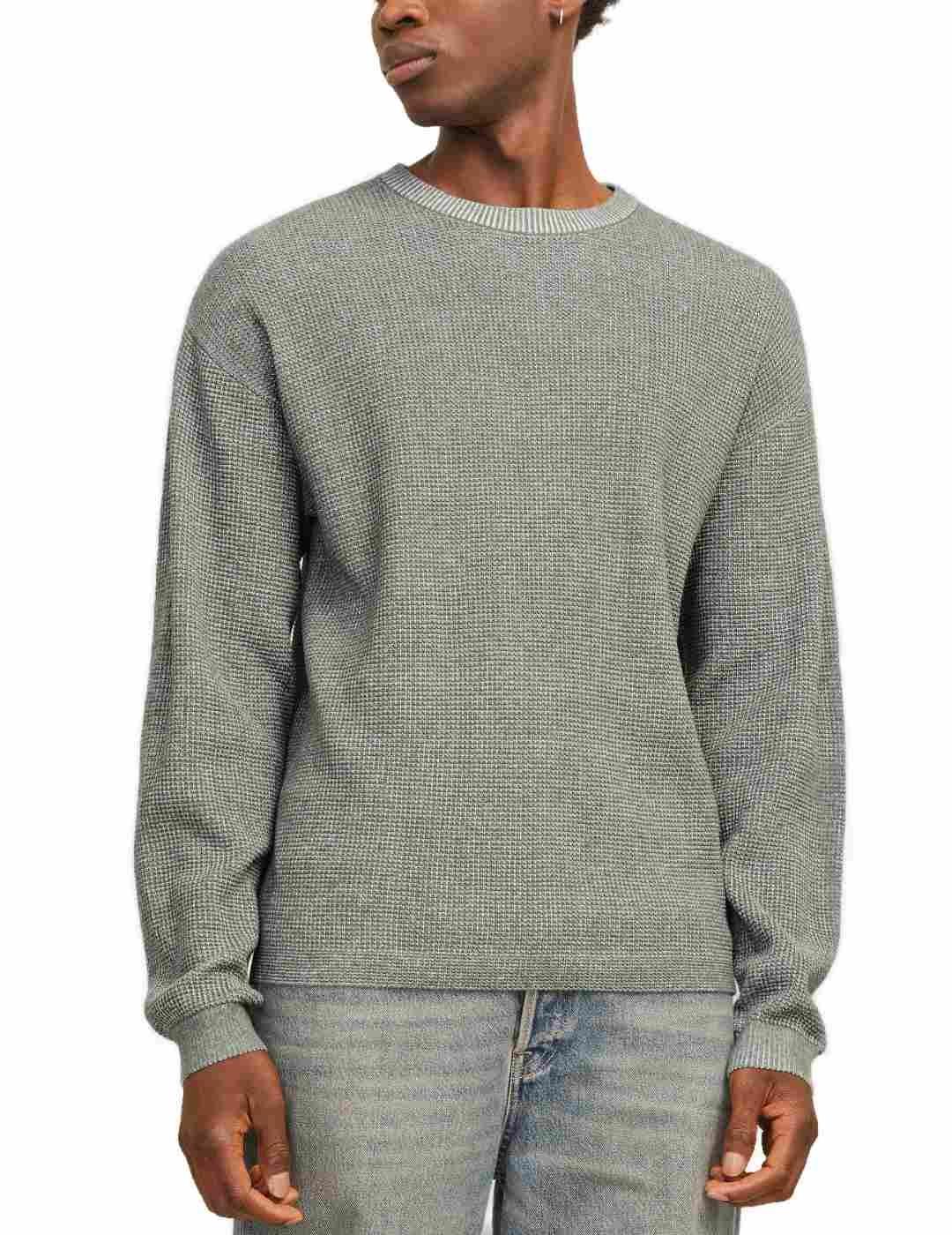 Jersey Jack&Jones Walter verde jaspeado de punto para hombre