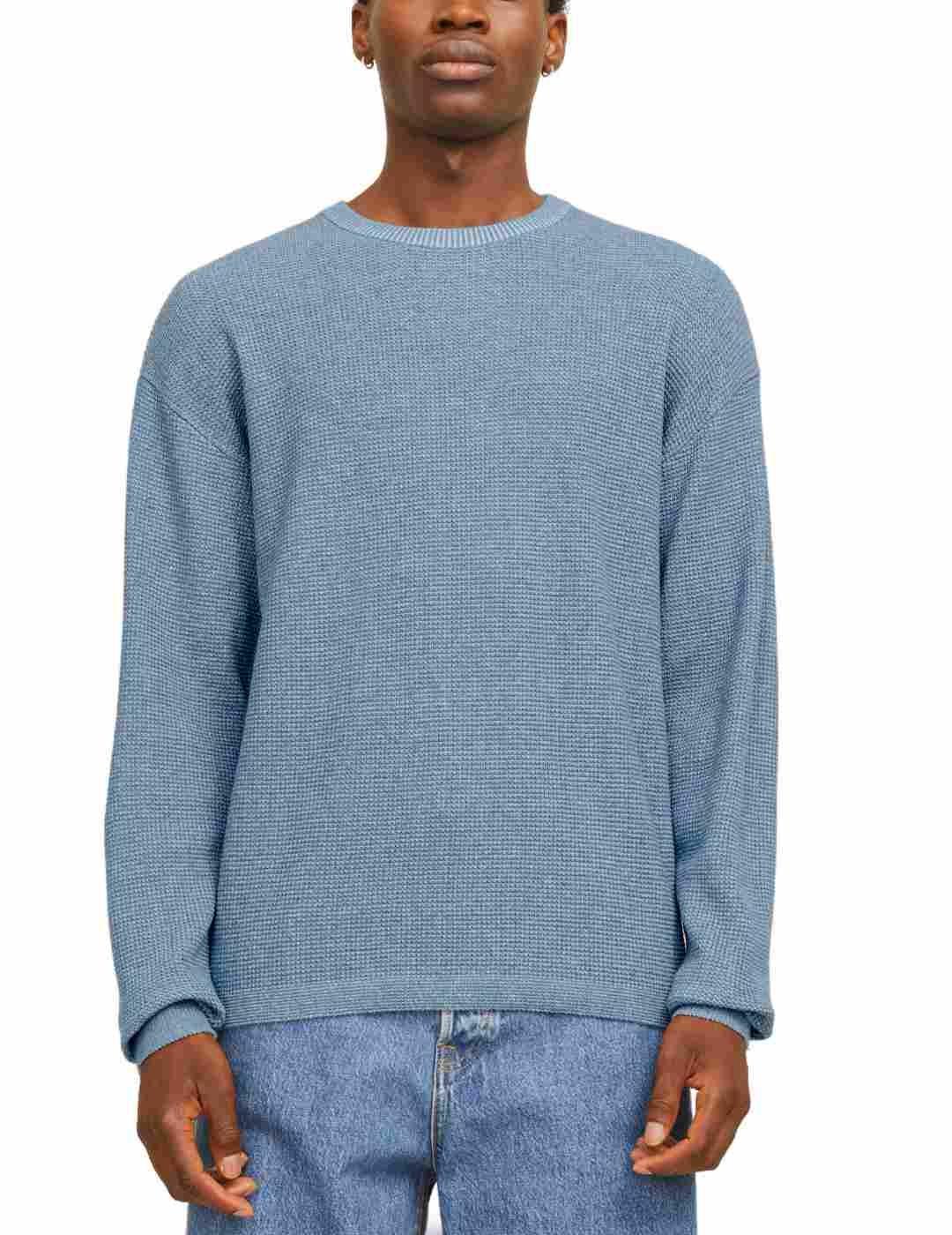 Jersey Jack&Jones Walter azul jaspeado de punto para hombre