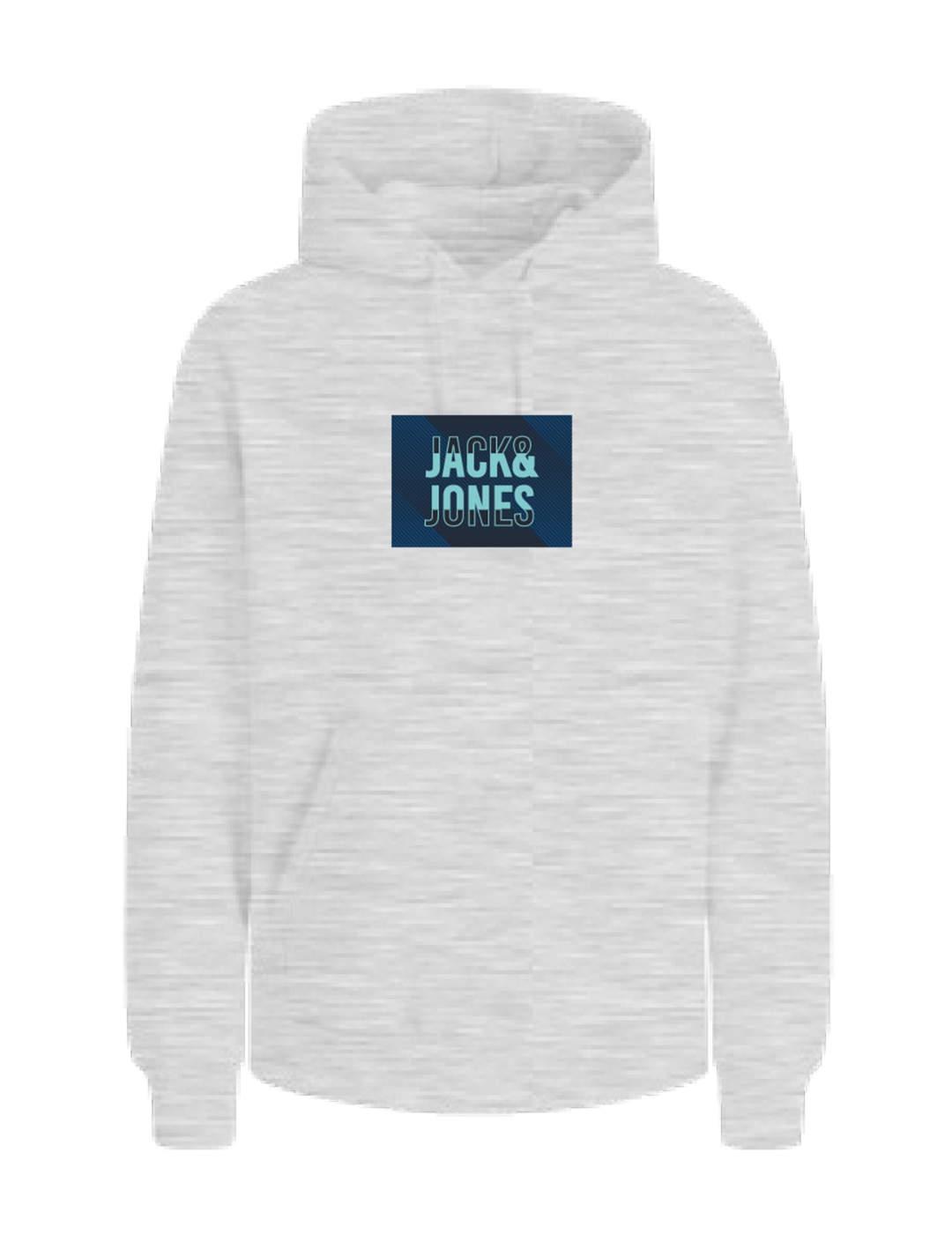 Sudadera Jack&Jones Hudson gris con capucha para hombre