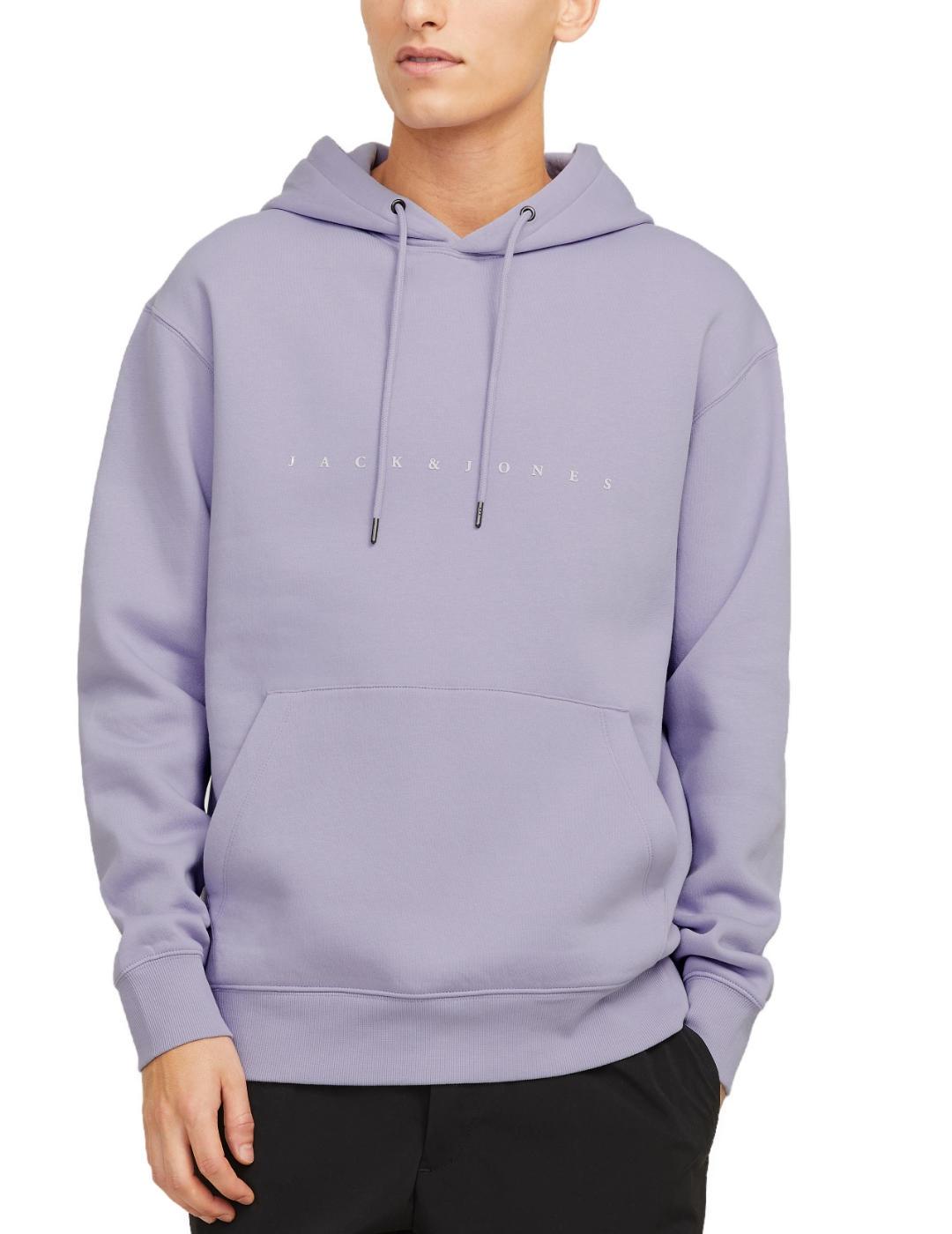 Sudadera Jack&Jones Star lila capucha regular para hombre