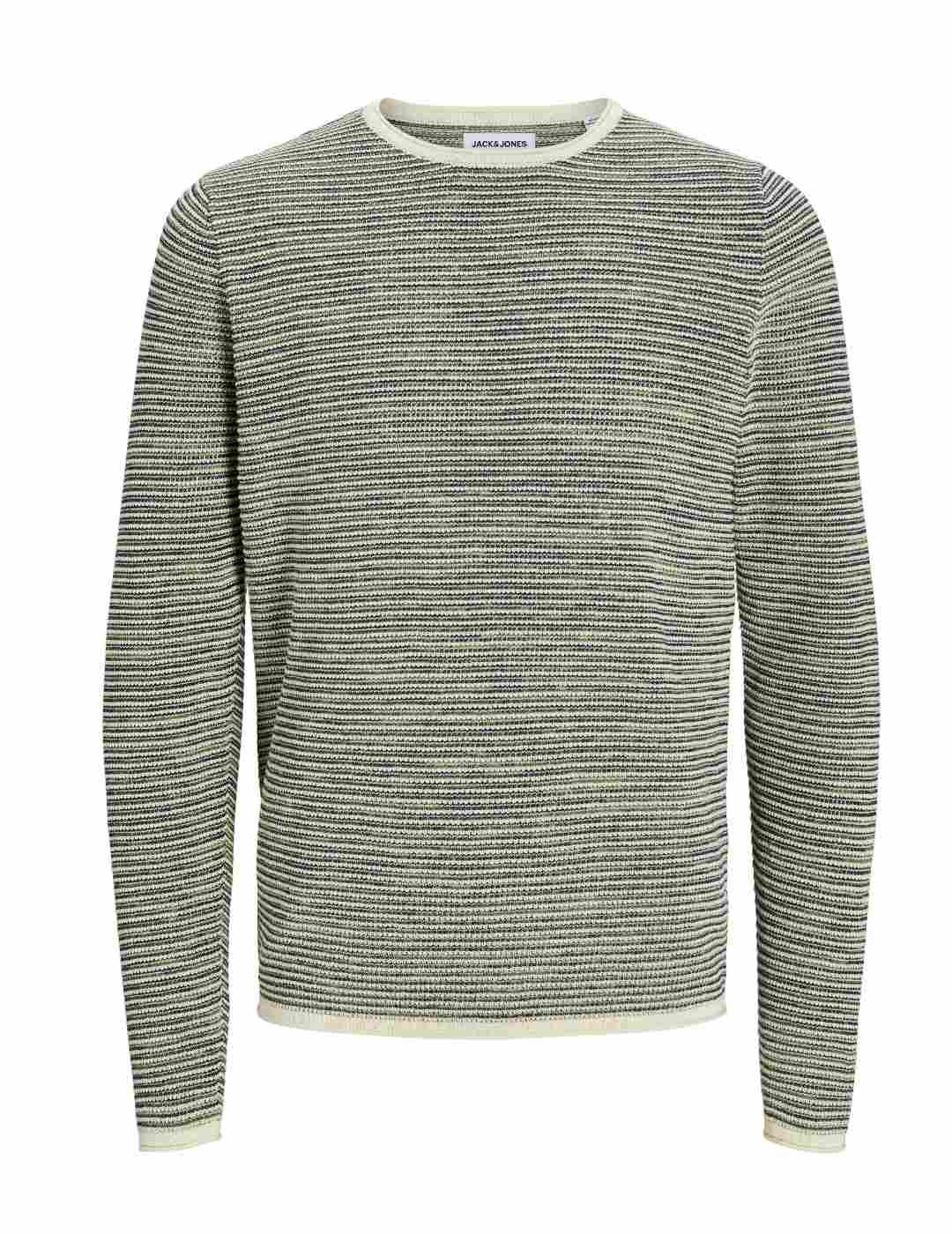 Jersey Jack&Jones Wan beige y verde de punto para hombre