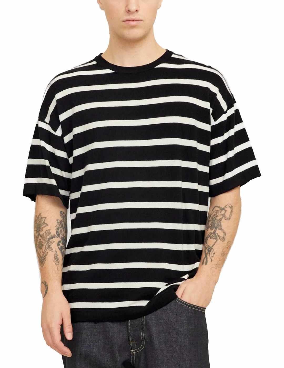 Camiseta Jack&Jones Emil negro rayas manga corta para hombre