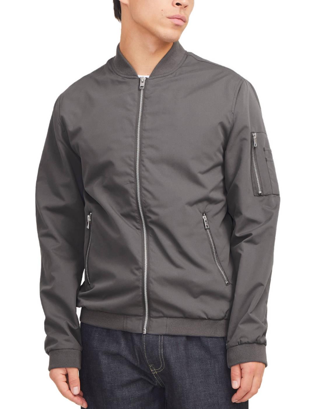 Chaqueta bomber Jack&Jones Rush gris oscuro para hombre