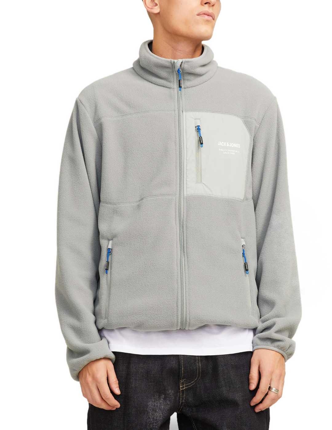 Chaqueta polar Jack&Jones Theo gris claro para hombre
