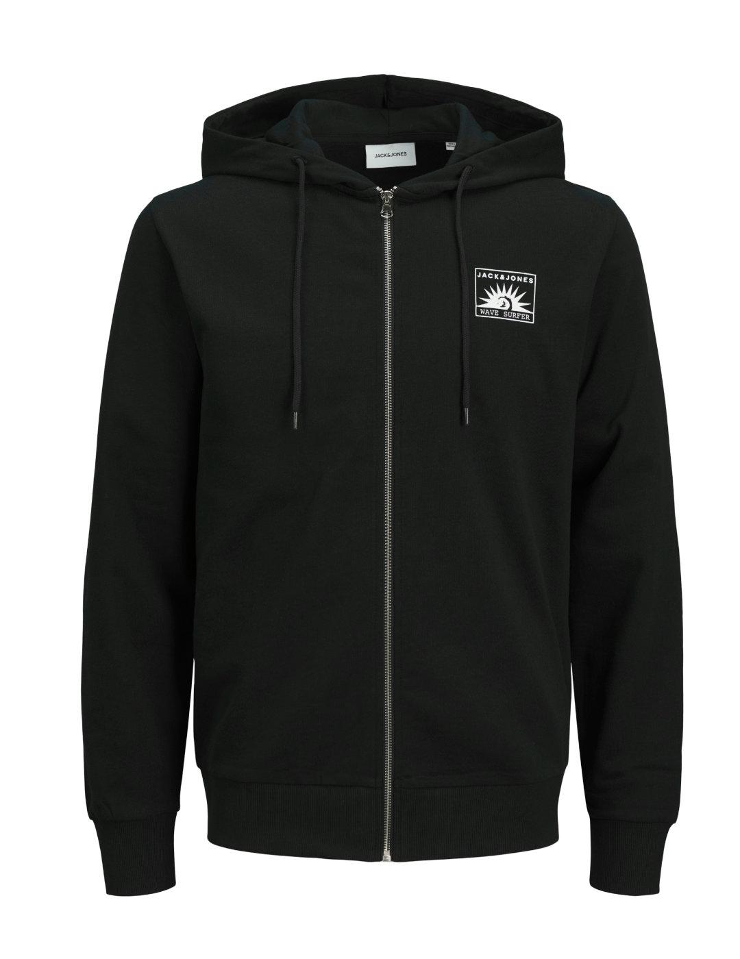 Sudadera Jack&Jones Jone negro con cremallera para hombre