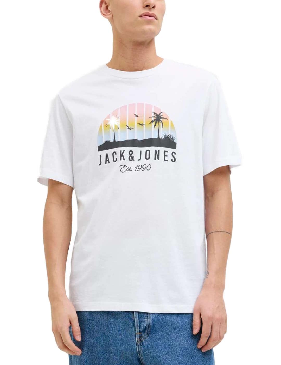 Camiseta Jack&Jones Palm blanco manga corta para hombre