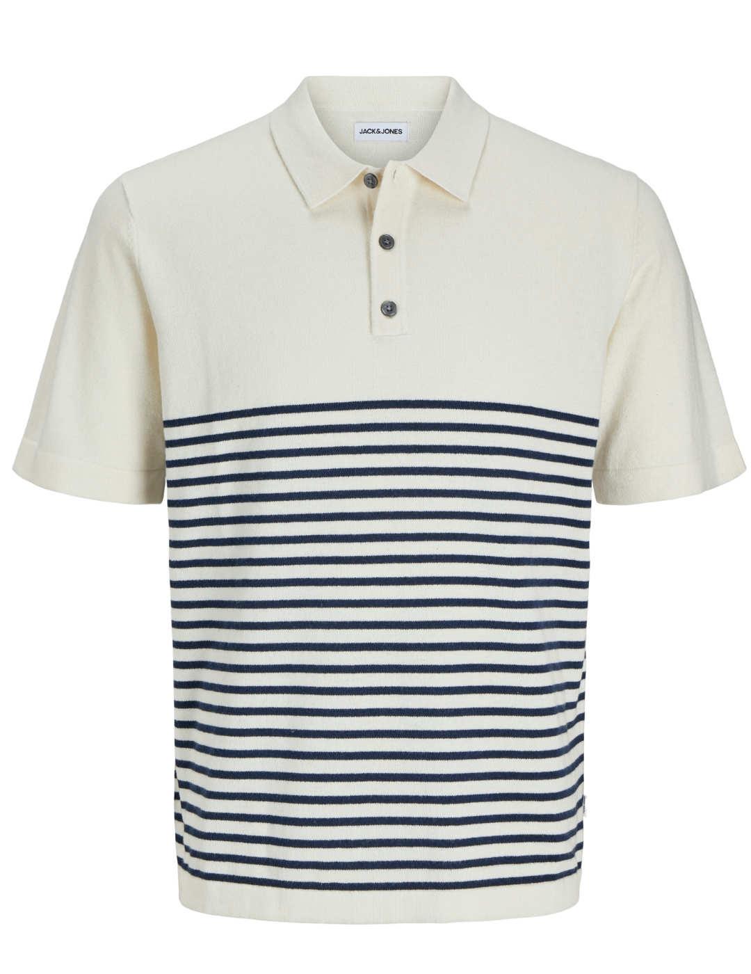 Polo Jack&Jones Emil punto blanco rayas azules de hombre