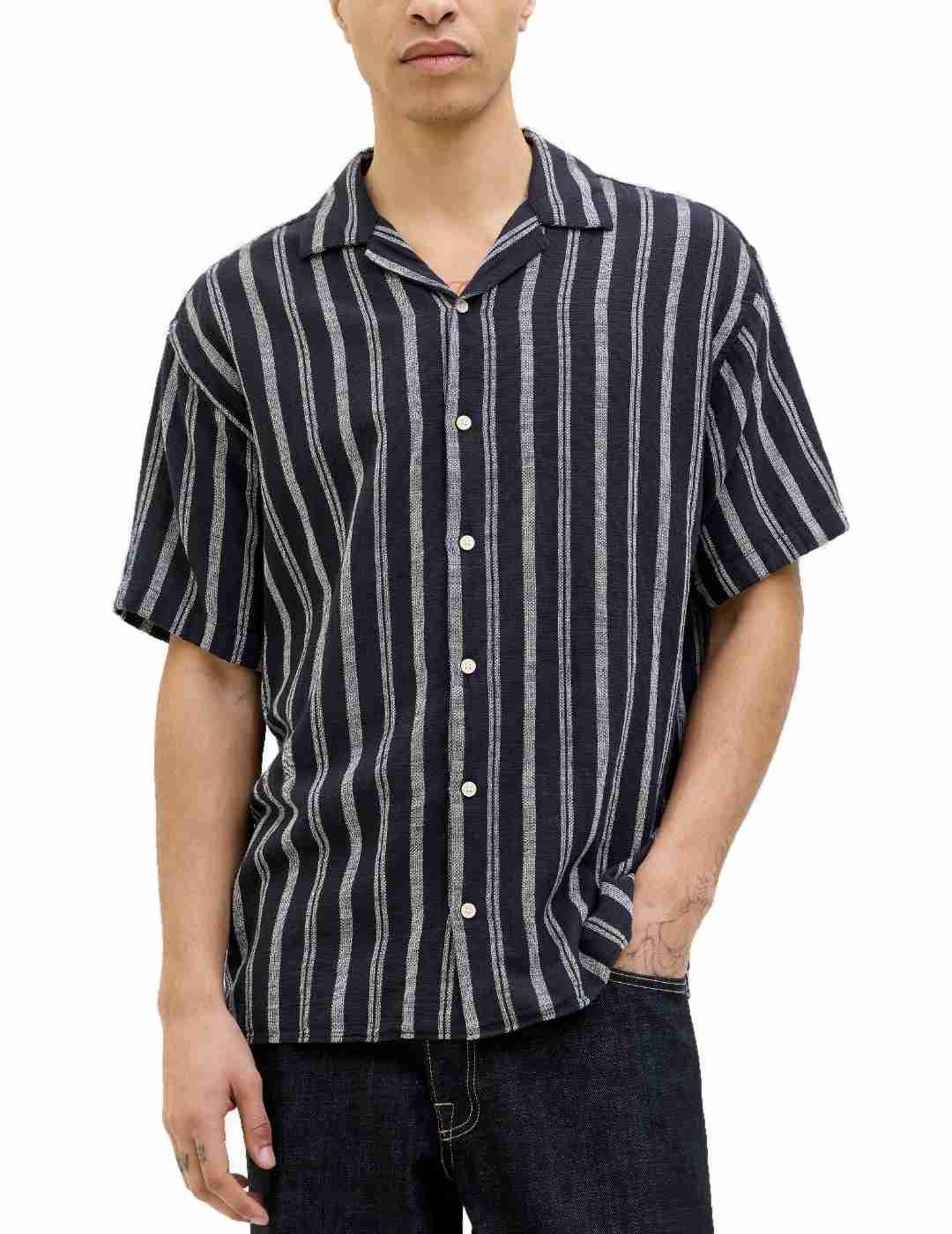 Camisa Jack&Jones Enzo marino rayas manga corta para hombre