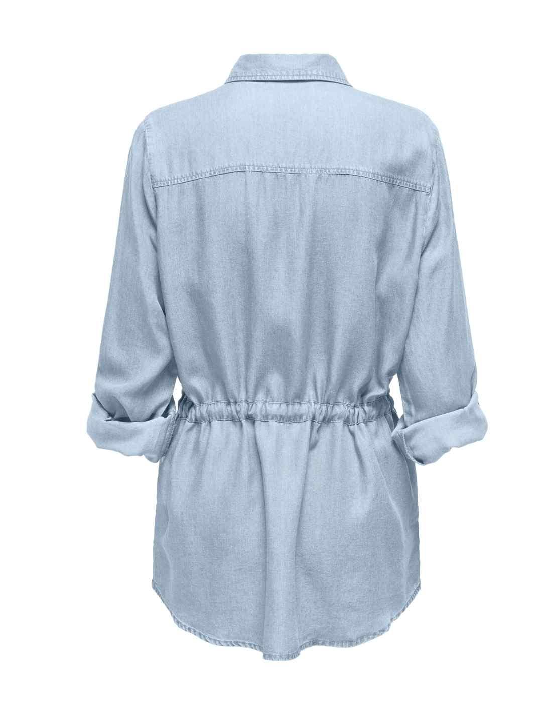 Camisa Only Charis 4/5 azul claro cinturón para mujer