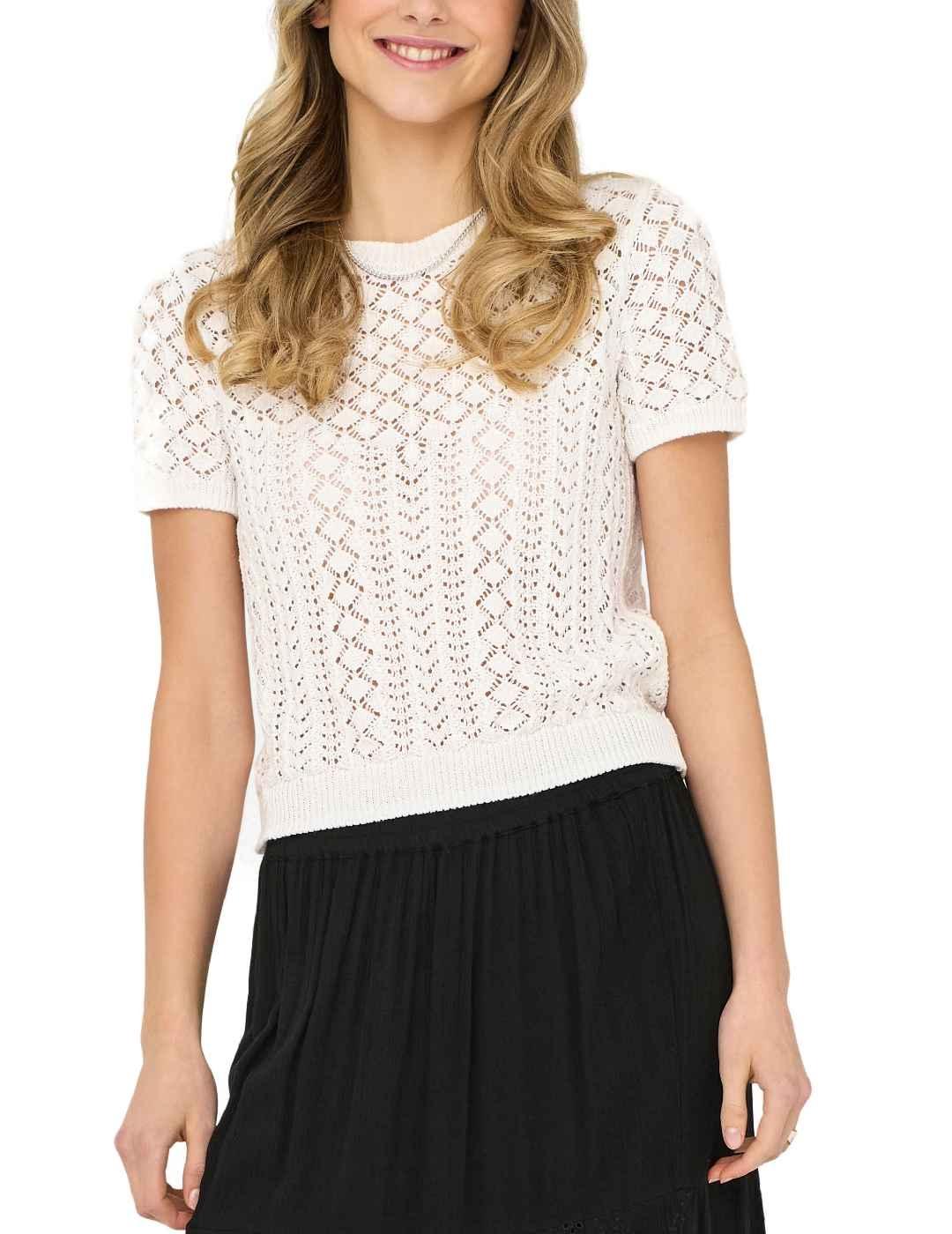 Camiseta Only Saga blanco manga corta de punto para mujer