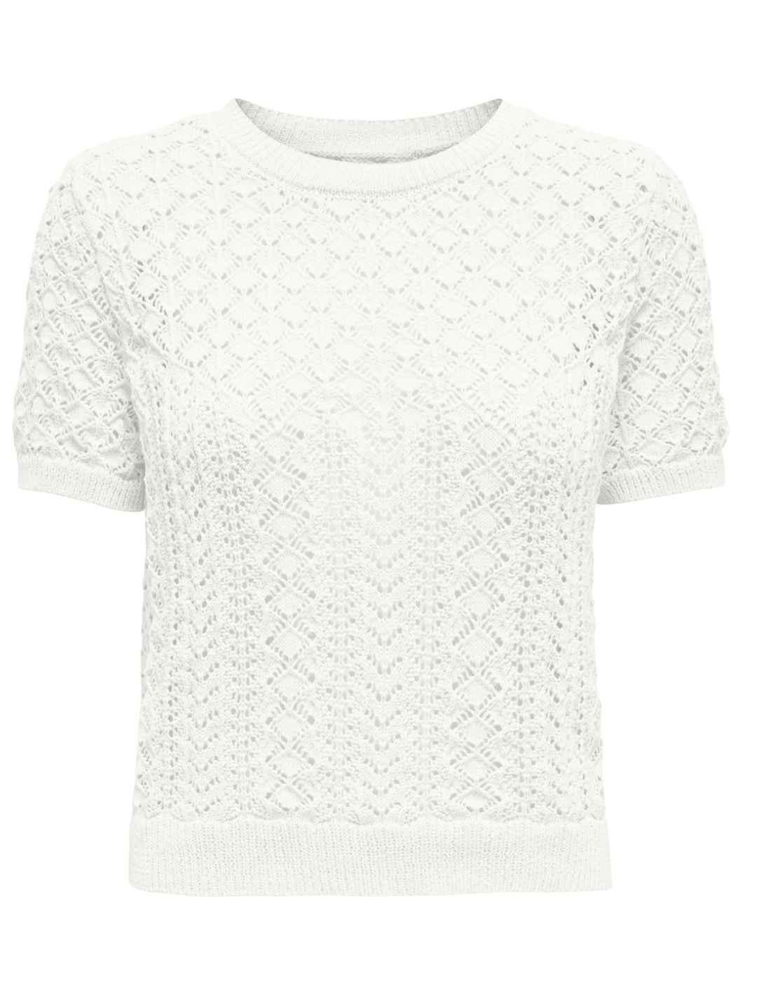 Camiseta Only Saga blanco manga corta de punto para mujer