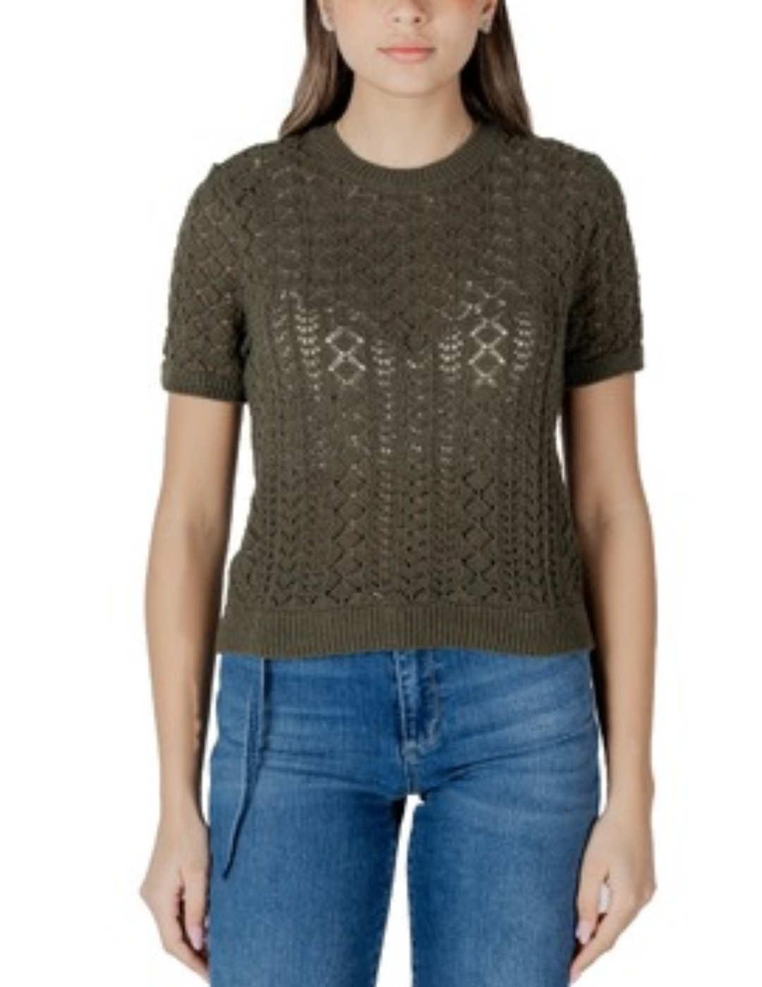 Camiseta Only Saga verde manga corta de punto para mujer