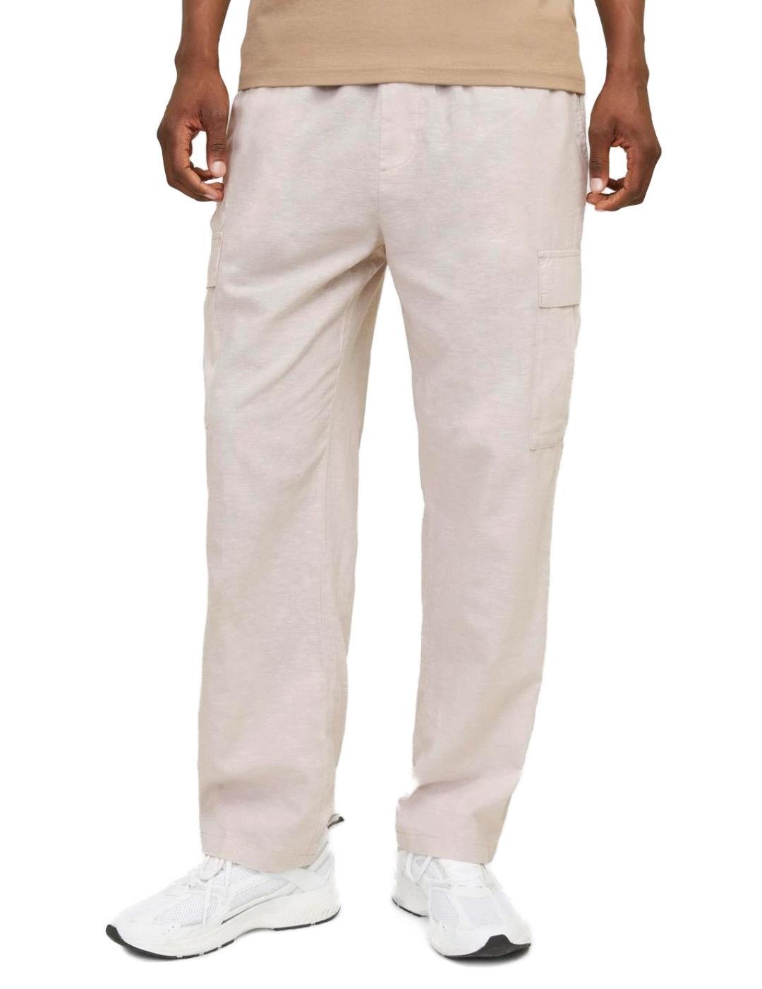 Pantalón Jack&Jones Karl cargo beige de kino para hombre