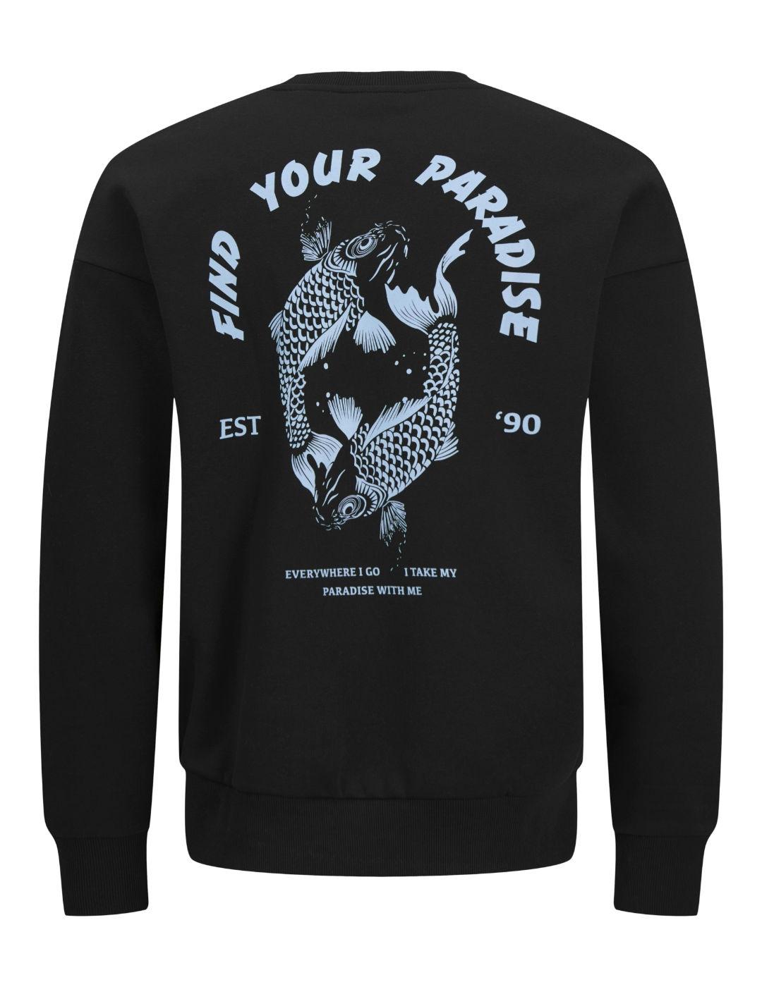 Sudadera Jack&Jones Change negro sin capucha para hombre