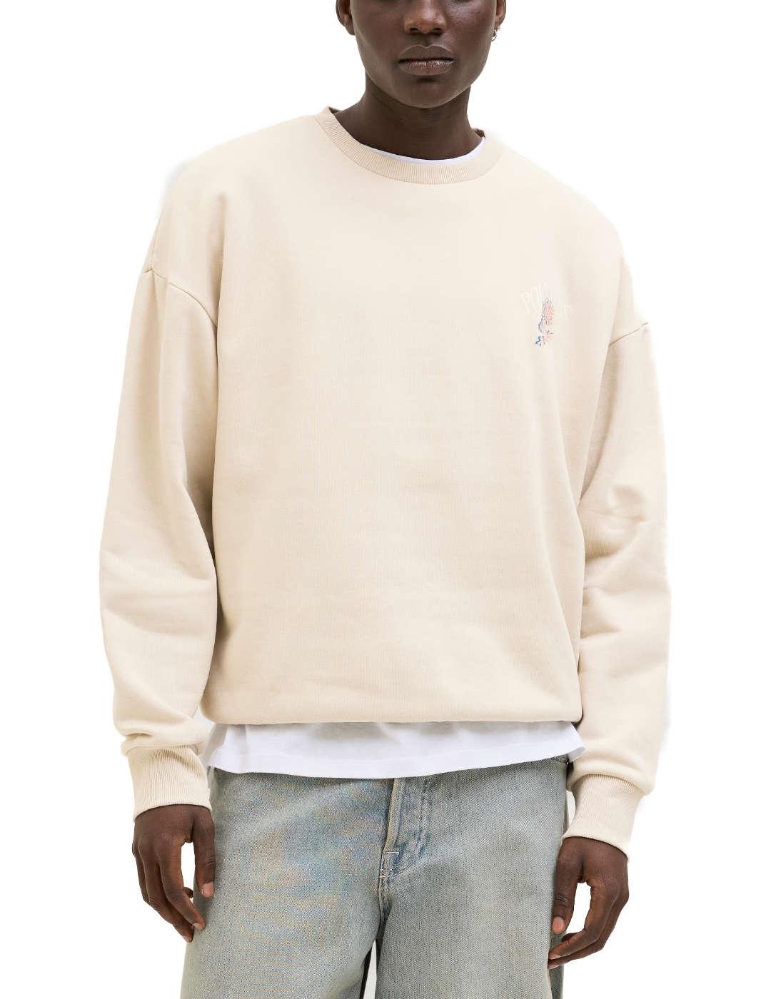 Sudadera Jack&Jones Change beige sin capucha para hombre